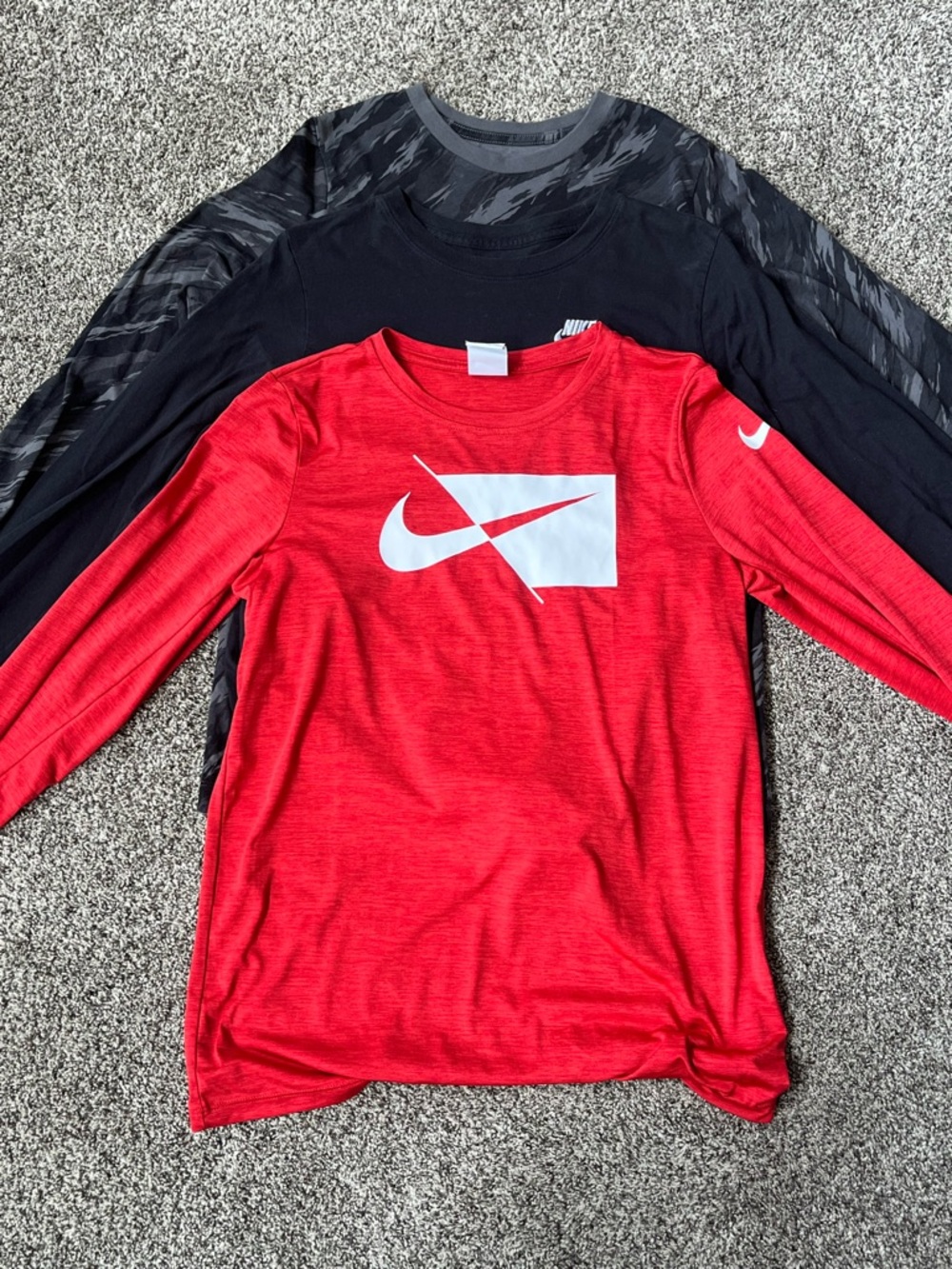 Three Nike Kids' Long Sleeve Tees - Youth XL